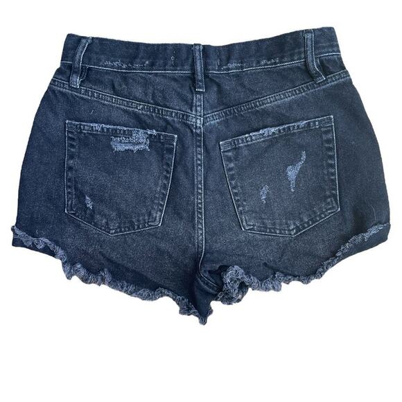 We The Free Lasso Cutoff Frayed Distressed High Rise Jean Shorts Black- 28 - Picture 2 of 6